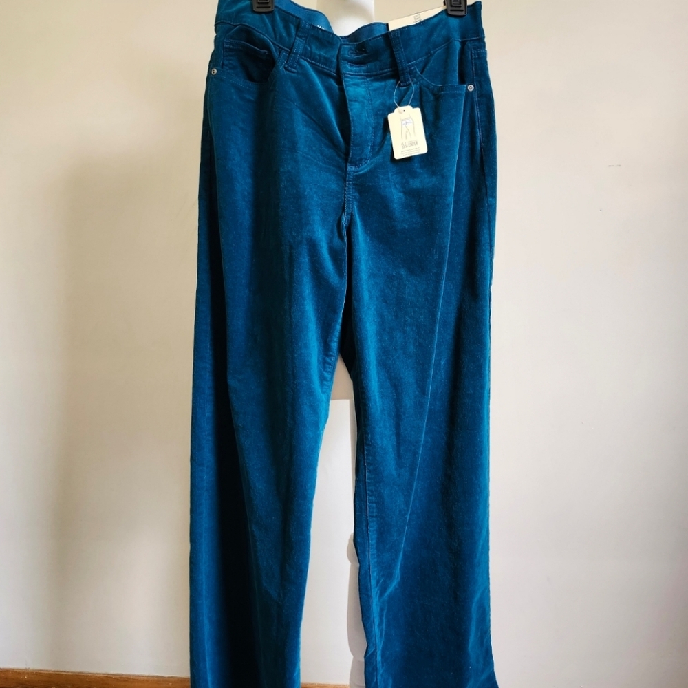St Jhon's Bay Wide Leg Tummy Control 4P Coruroy Teal Pants
